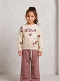 Kız Çocuk %100 Pamuk 3 İplik Fırçalı Kumaş Stitch Detaylı Eşofman Takım
