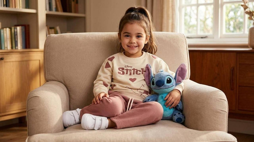 Kız Çocuk %100 Pamuk 3 İplik Fırçalı Kumaş Stitch Detaylı Eşofman Takım