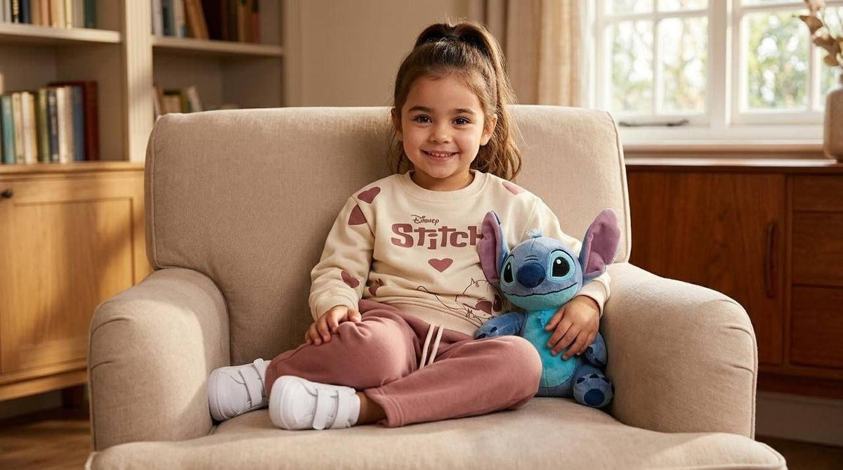 Kız Çocuk %100 Pamuk 3 İplik Fırçalı Kumaş Stitch Detaylı Eşofman Takım