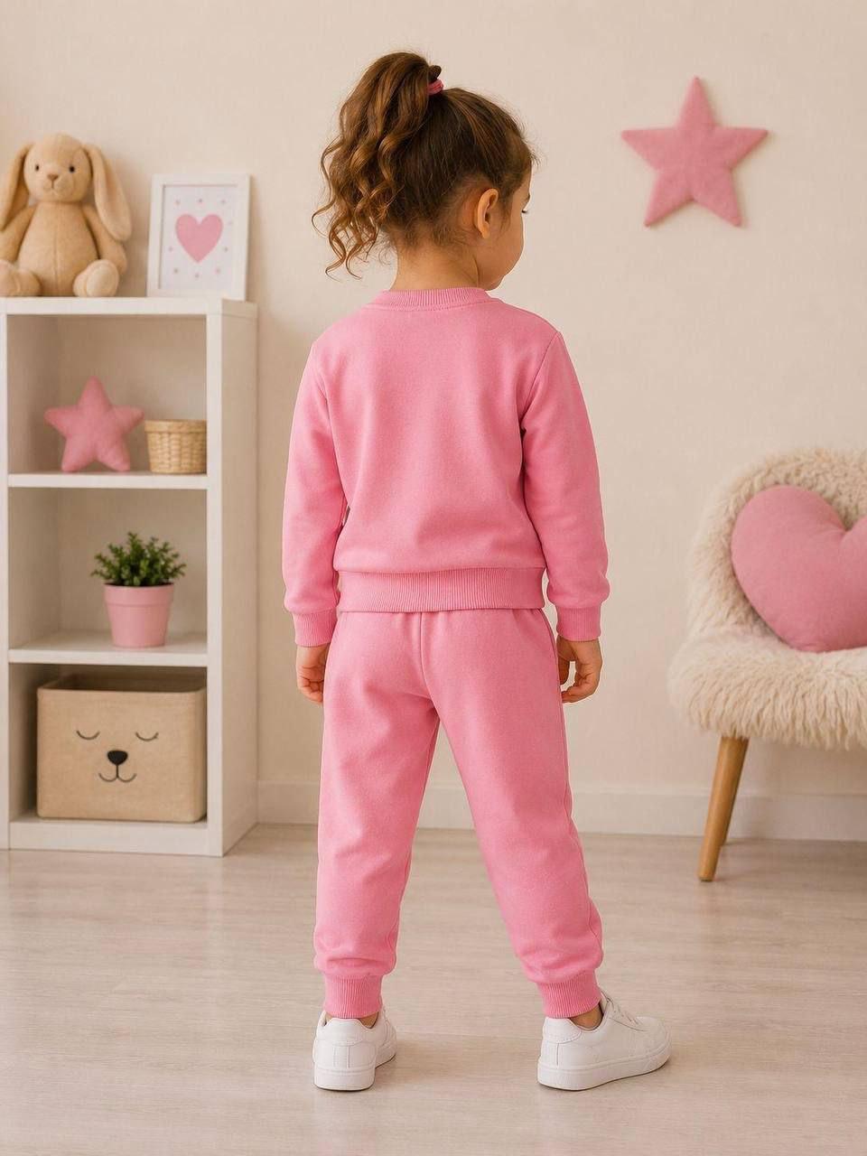 Kız Çocuk %100 Pamuk 3 İplik Fırçalı Kumaş Pembe GAP Eşofman Takım