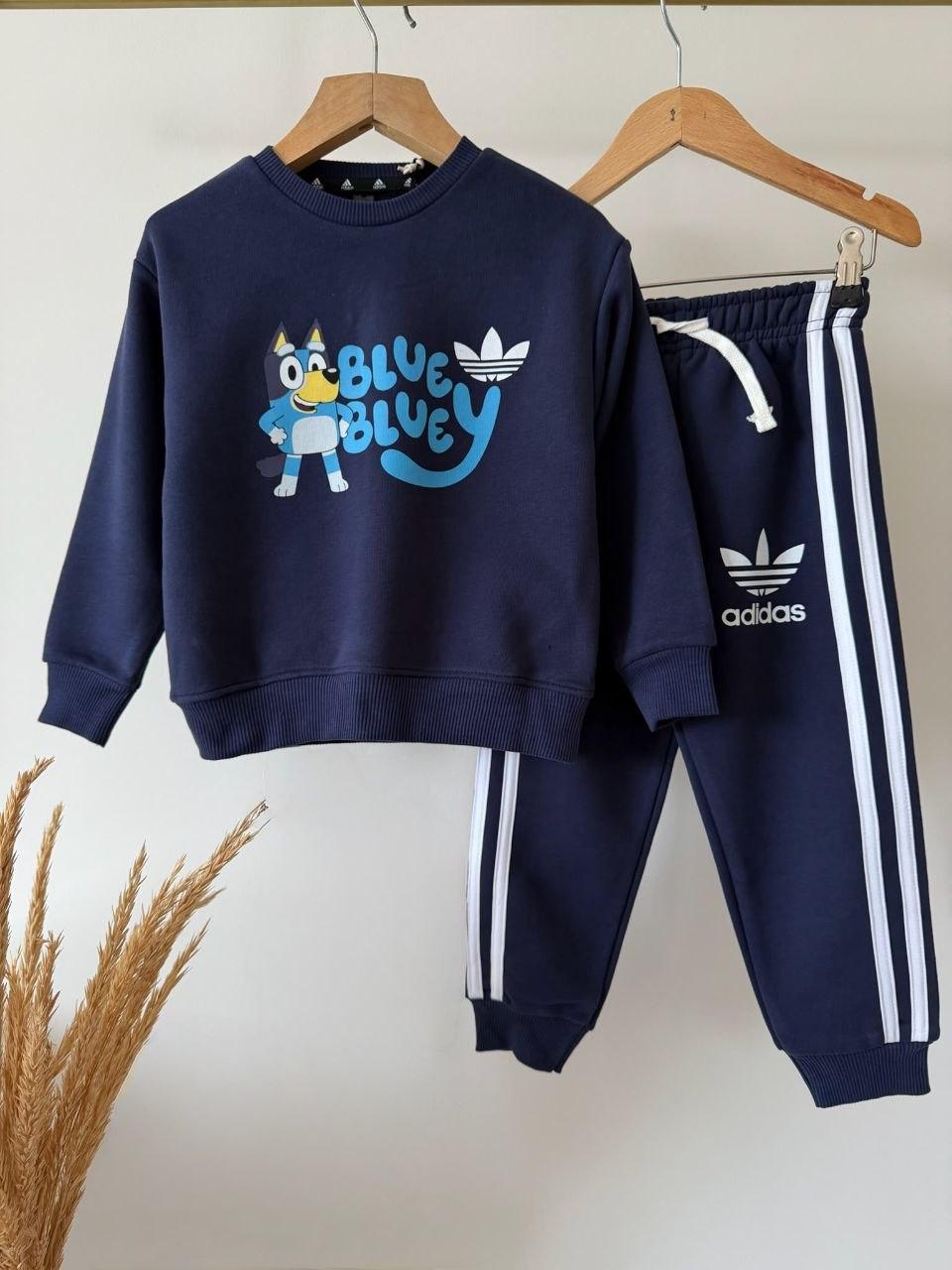 Erkek Çocuk %100 Pamuk Bluey Detaylı Adidas Eşofman Takım