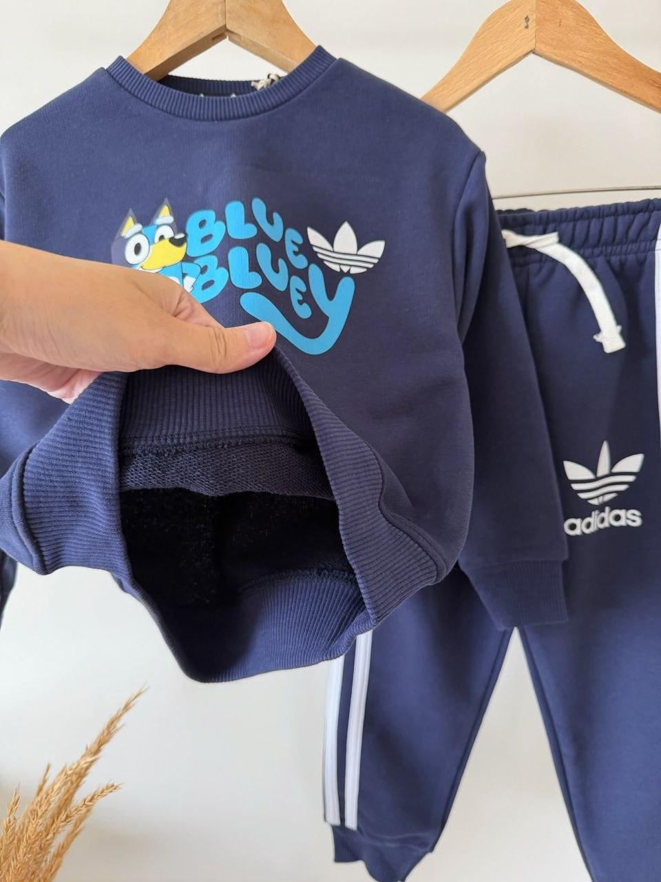 Erkek Çocuk %100 Pamuk Bluey Detaylı Adidas Eşofman Takım