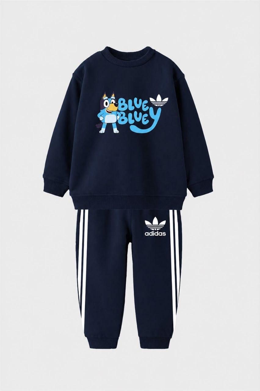Erkek Çocuk %100 Pamuk Bluey Detaylı Adidas Eşofman Takım