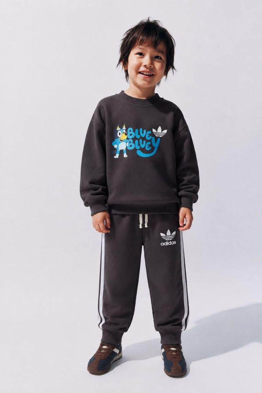 Erkek Çocuk %100 Pamuk Bluey Detaylı Adidas Eşofman Takım