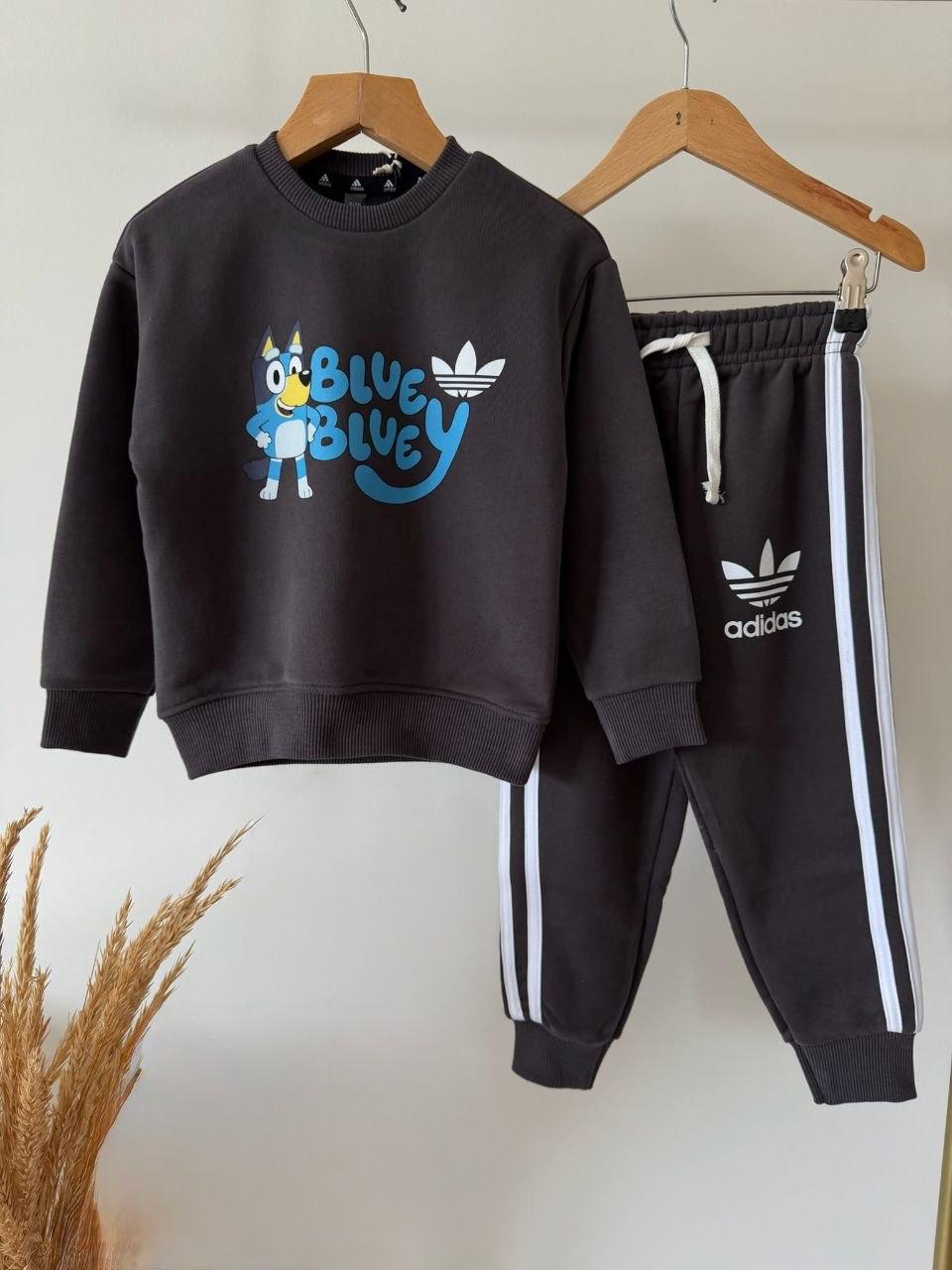 Erkek Çocuk %100 Pamuk Bluey Detaylı Adidas Eşofman Takım